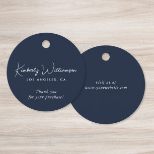 Chic Script Business Blau Geschenk-Anhänger Geschenkanhänger