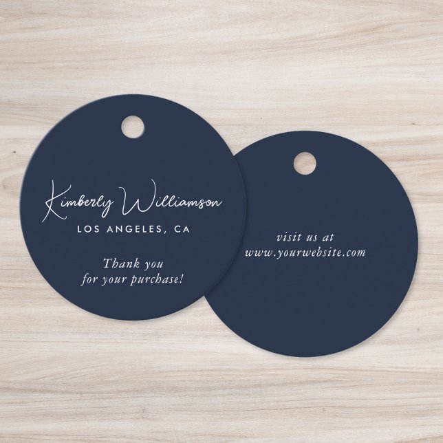 Chic Script Business Blau Geschenk-Anhänger Geschenkanhänger (Chic Script Business Blue Thank You Gift Tag)
