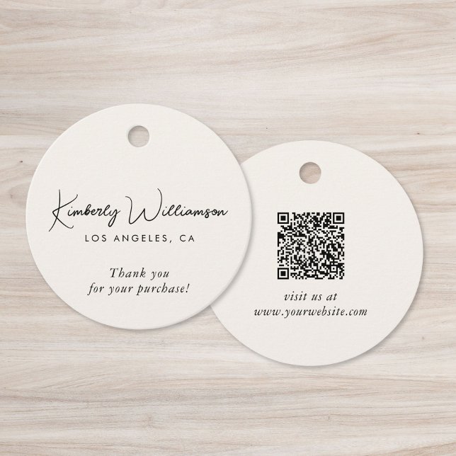 Chic Script Business QR Code Danke Geschenk-Anhäng Geschenkanhänger (Chic Script Business QR Code Thank You Gift Tag)