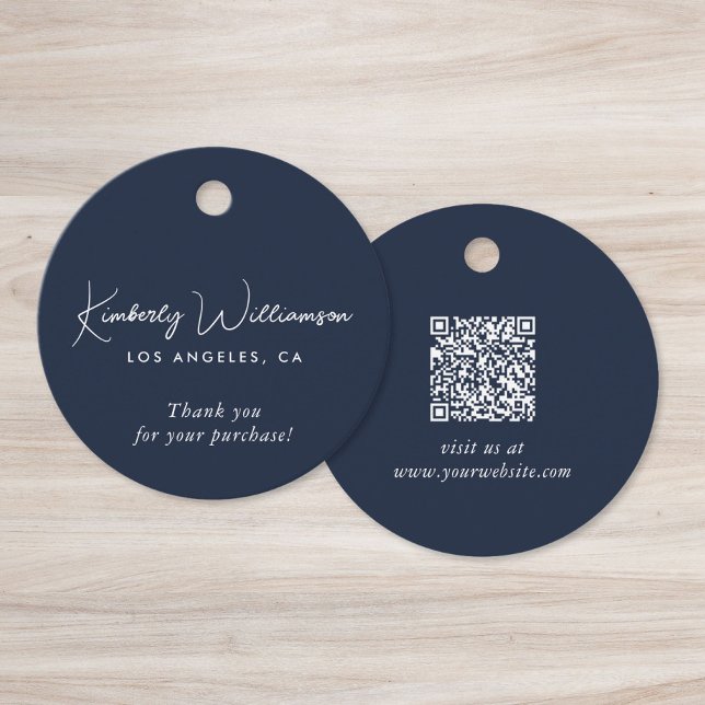 Chic Script Business QR Code Danke-Schön-Geschenka Geschenkanhänger (Chic Script Business QR Code Thank You Gift Tag)