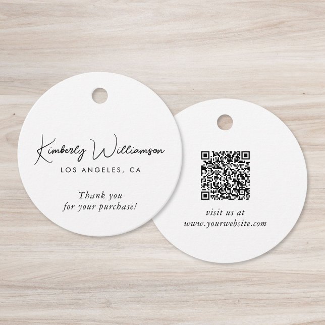 Chic Script Business QR Code Dankeschön-Geschenk-A Geschenkanhänger (Chic Script Business QR Code Thank You Gift Tag)