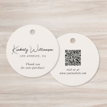 Chic Script Business QR Code Thank You Gift Tag