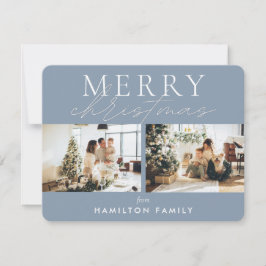 Chic Script Calligrafie Frohe Weihnachten Zwei Fot Mitteilungskarte