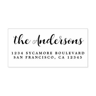Chic Script Calligrafy Family Name Rücksendeadress Gummistempel