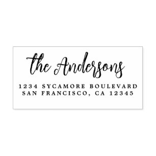 Chic Script Calligrafy Family Name Rücksendeadress Gummistempel