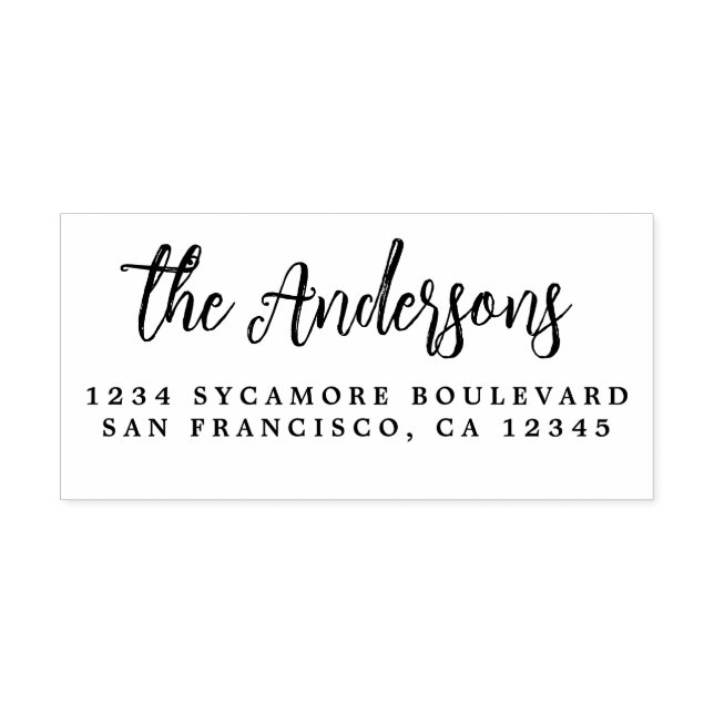 Chic Script Calligrafy Family Name Rücksendeadress Gummistempel (Prägung)