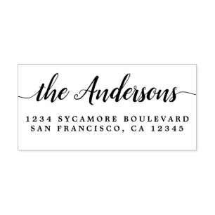 Chic Script Calligrafy Family Name Rücksendeadress Gummistempel