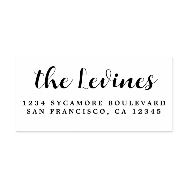 Chic Script Calligrafy Family Name Rücksendeadress Gummistempel (Prägung)