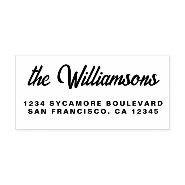 Chic Script Calligrafy Family Name Rücksendeadress Gummistempel (Prägung)