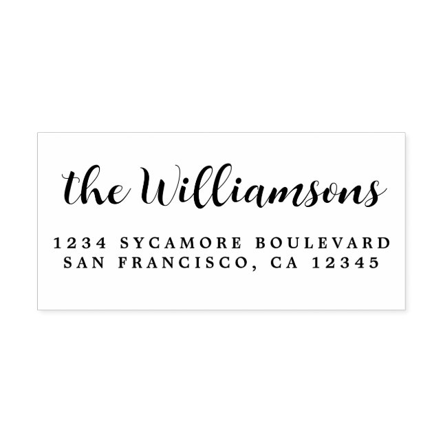 Chic Script Calligrafy Family Name Rücksendeadress Gummistempel (Prägung)