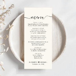 Chic Script Cream Wedding Reception Menükarte