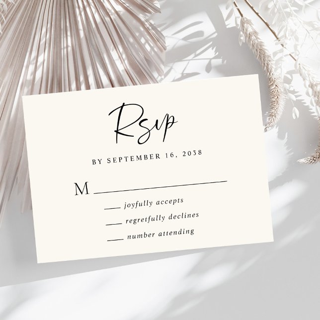 Chic Script Cream Wedding RSVP Karte (Von Creator hochgeladen)