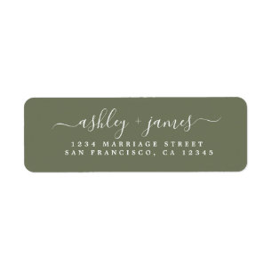 Chic Script Dark Green Wedding Rücksendeadresse