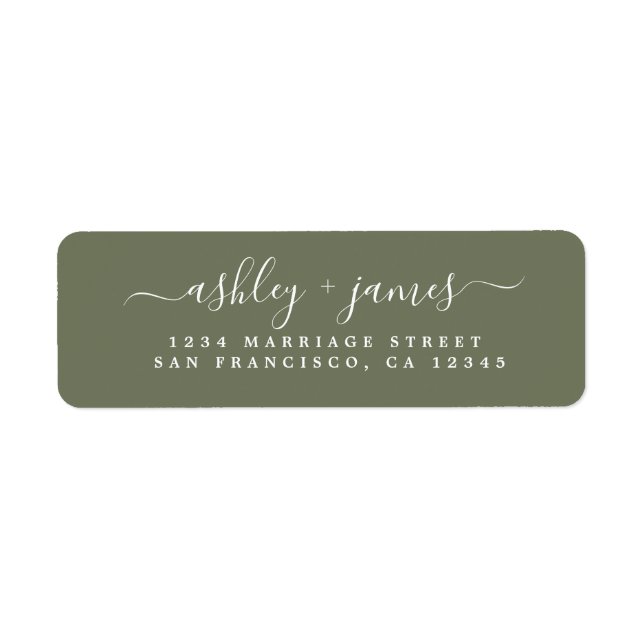 Chic Script Dark Green Wedding Rücksendeadresse (Vorne)