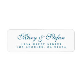 Chic Script Dodger Blue Wedding Rücksendeadresse