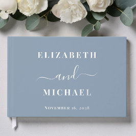 Chic Script Dusty Blue Wedding Gästebuch