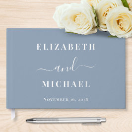 Chic Script Dusty Blue Wedding Gästebuch