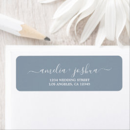 Chic Script Dusty Blue Wedding Rücksendeadresse