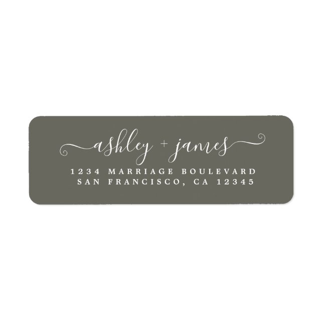 Chic Script Dusty Olive Wedding Rücksendeadresse (Vorne)