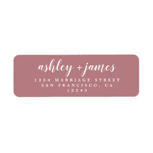 Chic Script Dusty Rose Wedding Rücksendeadresse