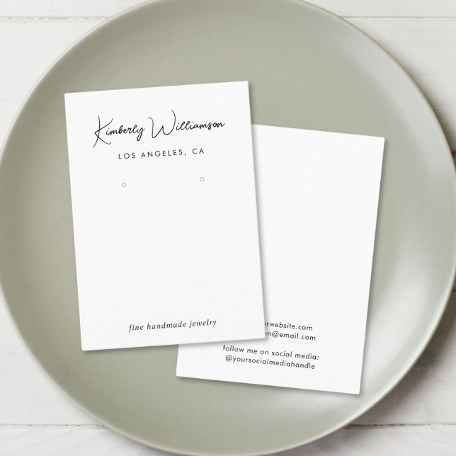 Chic Script Earring Display Card Visitenkarte (Empower your name in our signature script as your logo and brand identity)