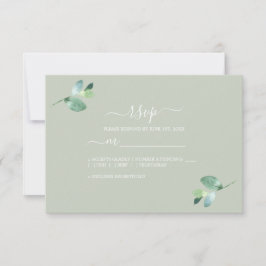 Chic Script Eucalyptus Foliage Green Wedding RSVP Karte