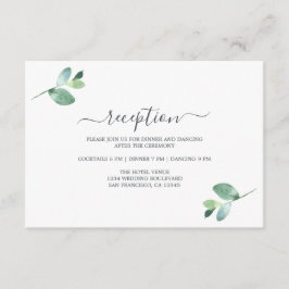 Chic Script Eucalyptus Foliage Hochzeitempfang Begleitkarte