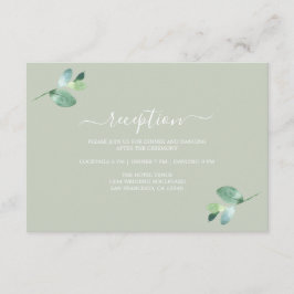 Chic Script Eucalyptus Foliage Hochzeitempfang Begleitkarte