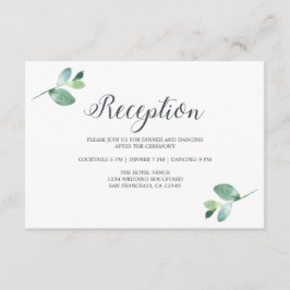 Chic Script Eucalyptus Foliage Hochzeitempfang Begleitkarte