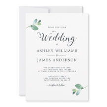 Chic Script Eucalyptus Foliage Minimale Hochzeit