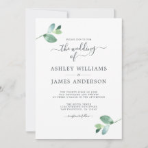 Chic Script Eucalyptus Foliage Minimale Hochzeit