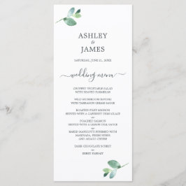 Chic Script Eucalyptus Foliage Minimale Hochzeit Menükarte