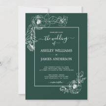 Chic Script floral Kontur Dark Green Wedding