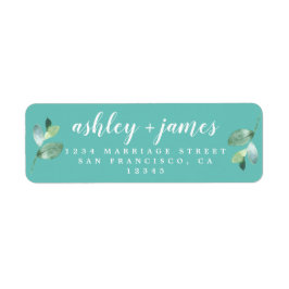 Chic Script Foliage Blue Rücksendeadresse