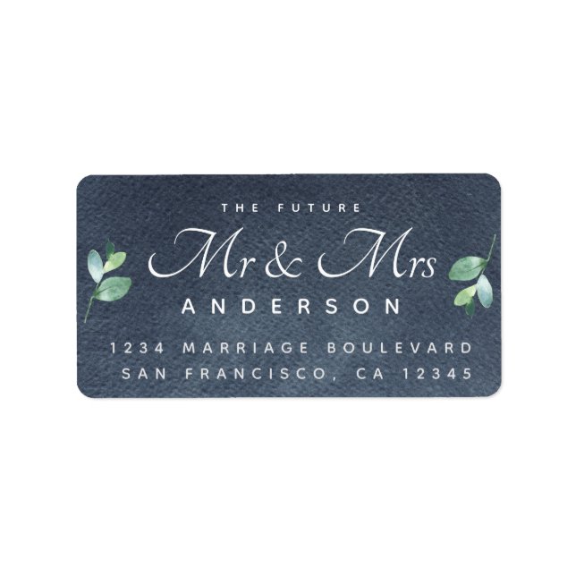 Chic Script Foliage Future Mr. Wedding Address Adressaufkleber (Vorne)