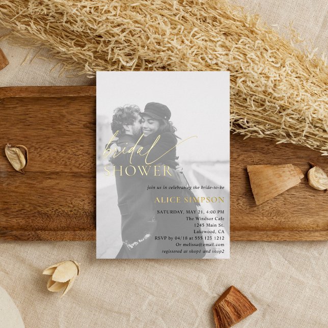 Chic Script Foto Brautparty Einladung (Von Creator hochgeladen)