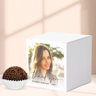 Chic Script Foto Graduation Party Danke Geschenkschachtel