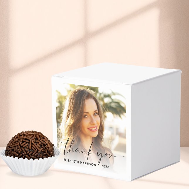 Chic Script Foto Graduation Party Danke Geschenkschachtel (Von Creator hochgeladen)
