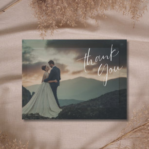 Chic Script Foto Hochzeit Danke Postkarte