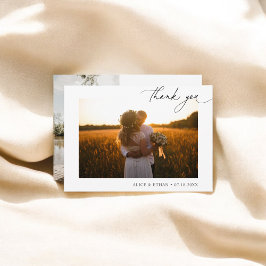 Chic Script Foto Minimalistisch Wedding Danke