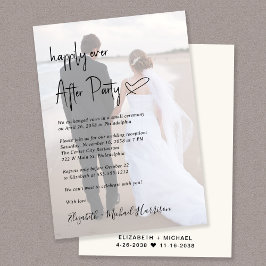 Chic Script Foto Overlay Cream Hochzeitsempfang Einladung