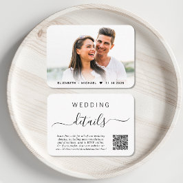 Chic Script Foto QR Code Hochzeitdetails Begleitkarte