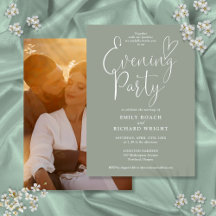 Chic Script Foto Sage Green Wedding Abend Party