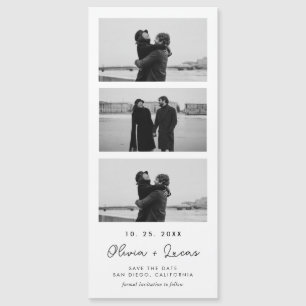 Chic Script Foto Strip Magnetic Wedding Magnetkarte