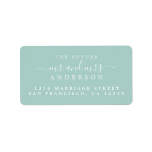Chic Script Future Mr. Blue Wedding Address Adressaufkleber