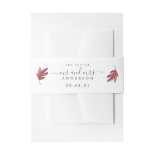 Chic Script Future Mr. Burgundy Leaf Wedding Einladungsbanderole