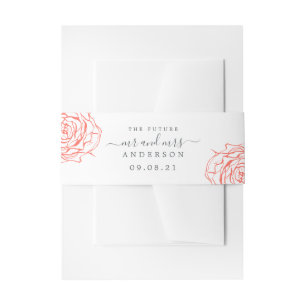 Chic Script Future Mr. Coral Floral Wedding Einladungsbanderole