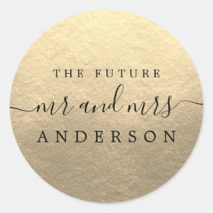 Chic Script Future Mr. Gold Wedding Runder Aufkleber