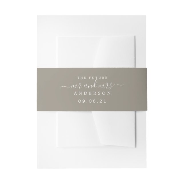 Chic Script Future Mr. Gray Wedding Einladungsbanderole (Vorderseite Beispiel)