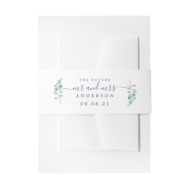 Chic Script Future Mr. Green Foliage Wedding Einladungsbanderole (Vorderseite Beispiel)